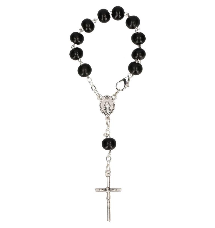 10s rosary with wooden beads black