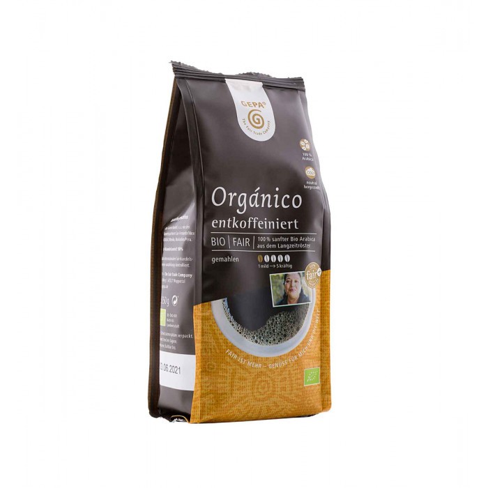 Bio Café Orgánico, entkoffeiniert, gemahlen, 250 g