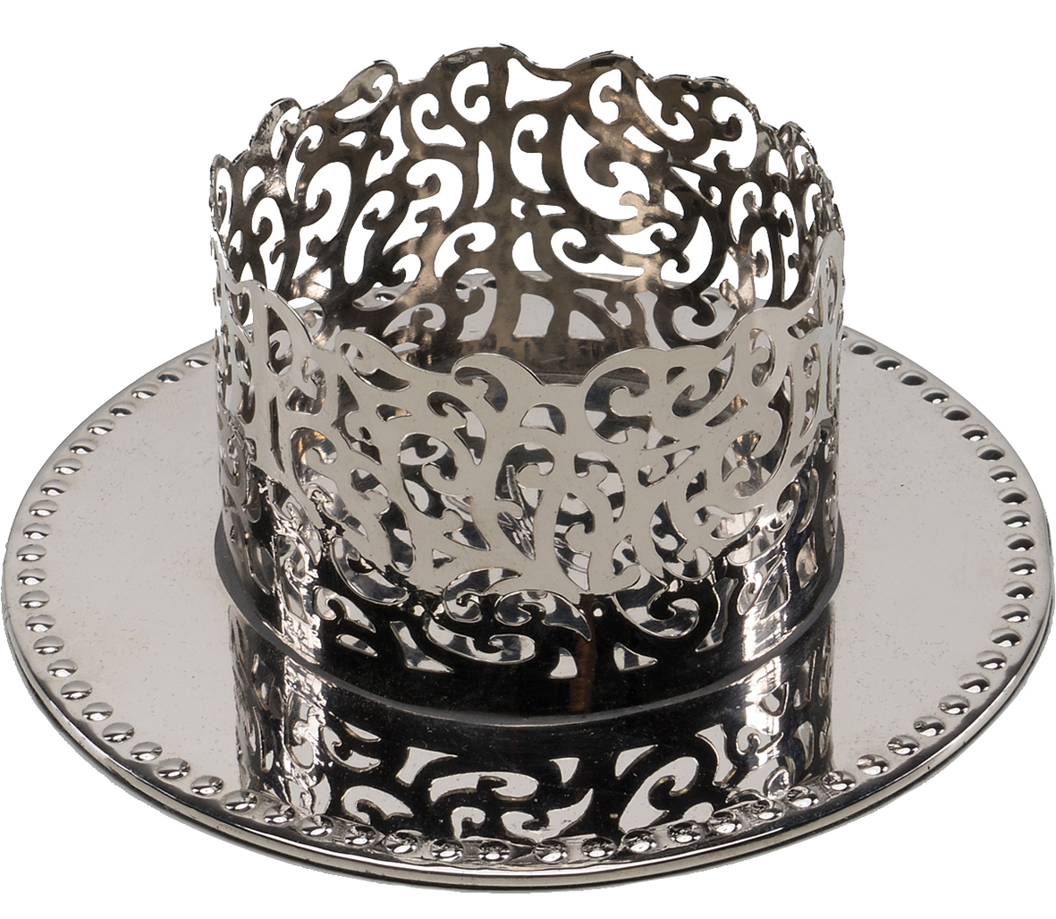 Candle Holder made of Nickel-Plated Brass Fine Ornamentation