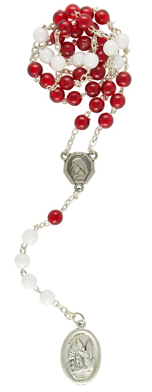 Archangel Michael Rosary with Red and White Synthetic Pearls
