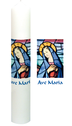 Kerze Ave Maria - Kirchenfenster 40 x 6 cm