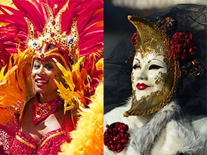 Karneval in Rio und Venedig