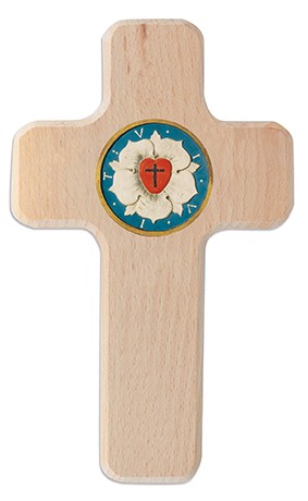 Wooden Cross Luther Rose