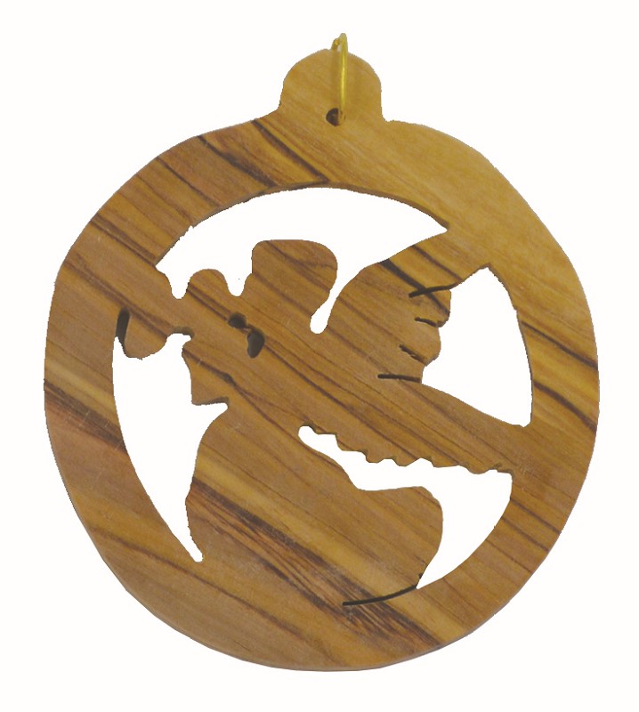Olive wood angel pendant