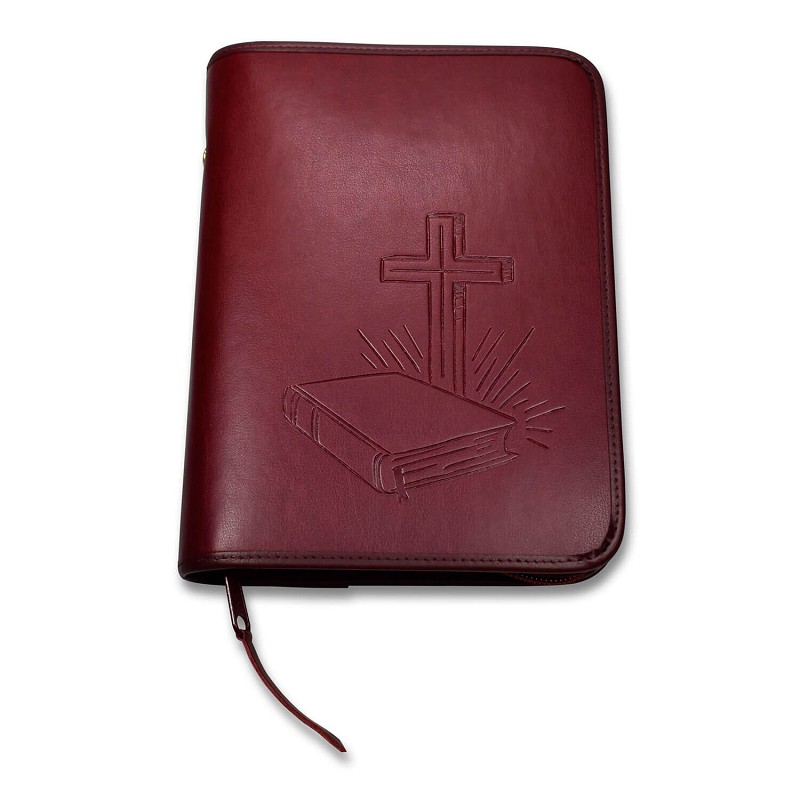 Faux leather book cover with embossing bordeaux small