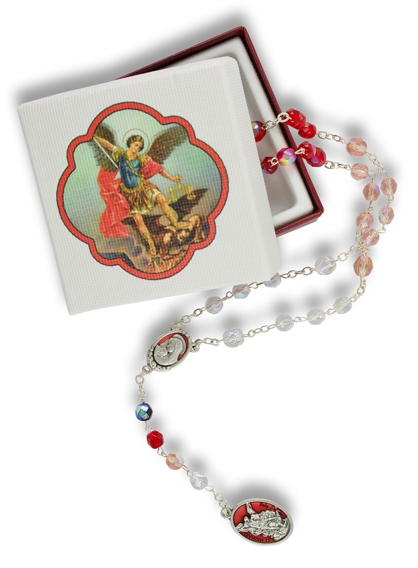 Rosary Archangel Michael Rosary Red / White in Motif Box