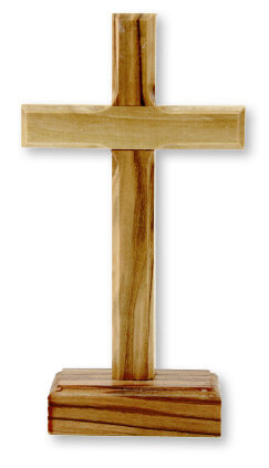 Stehendes Kreuz aus Olivenholz