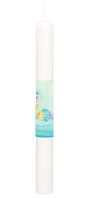 Communion Candle with Print Motif “Rainbow Fish”