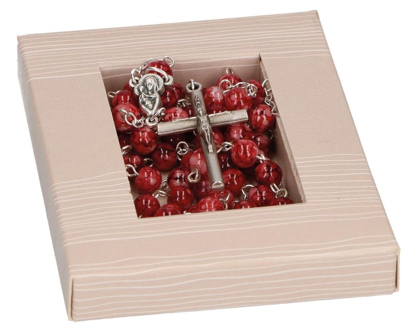 Rosary with glass beads red