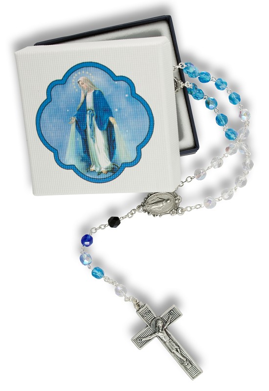 Rosenkranz Madonna Empfängnis blau, in Motiv Schachtel
