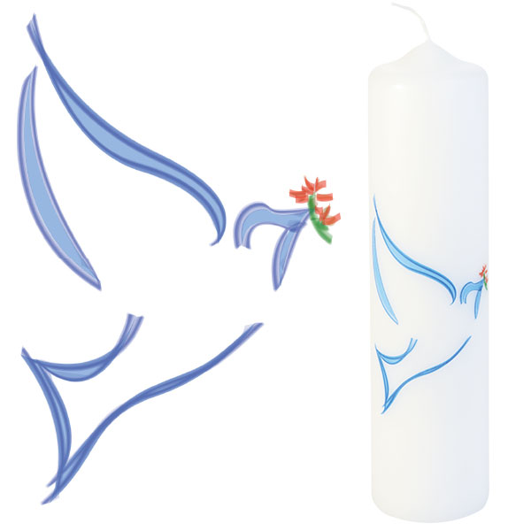 Baptism Candles with Dove Modern Design