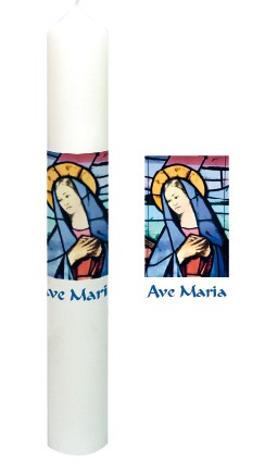 Kerze Ave Maria - Kirchenfenster 60 x 8 cm
