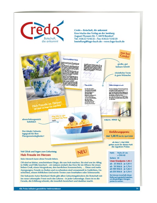 Credo-Januarkatalog 2024 Cover