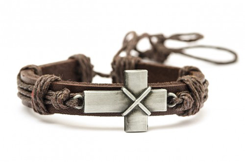 Leather Bracelet with Cross