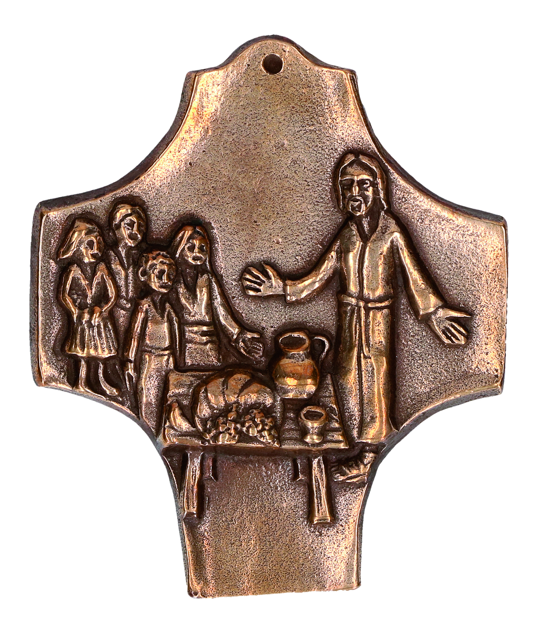 Kommunionkreuz aus Bronze "Kommt und seht"