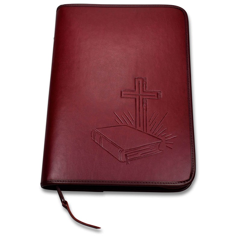 Faux leather book cover with embossing bordeaux large