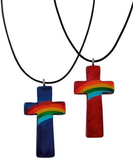 Kette Kreuz Regenbogen aus Speckstein