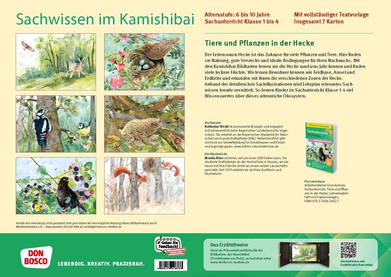 Tiere und Pflanzen in der Hecke. Kamishibai Bildkartenset.