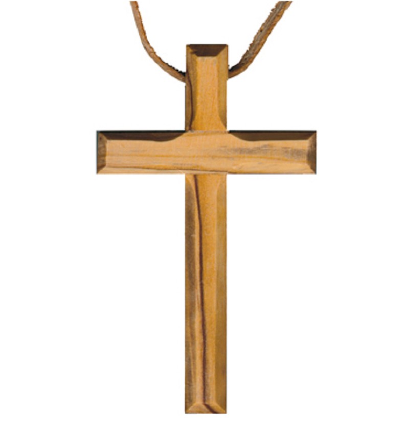 Olive Wood Cross Pendant with Leather Band