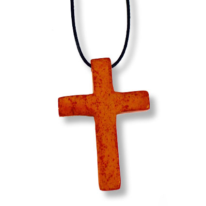Soapstone Cross Pendant in Ochre and Orange