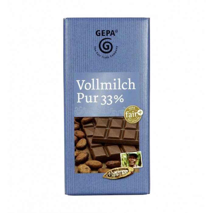 Schokolade Vollmilch Pur 33%, 100 g