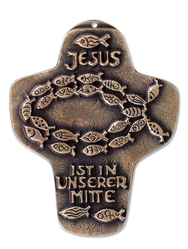 Bronzekreuz Jesus ist in unserer Mitte