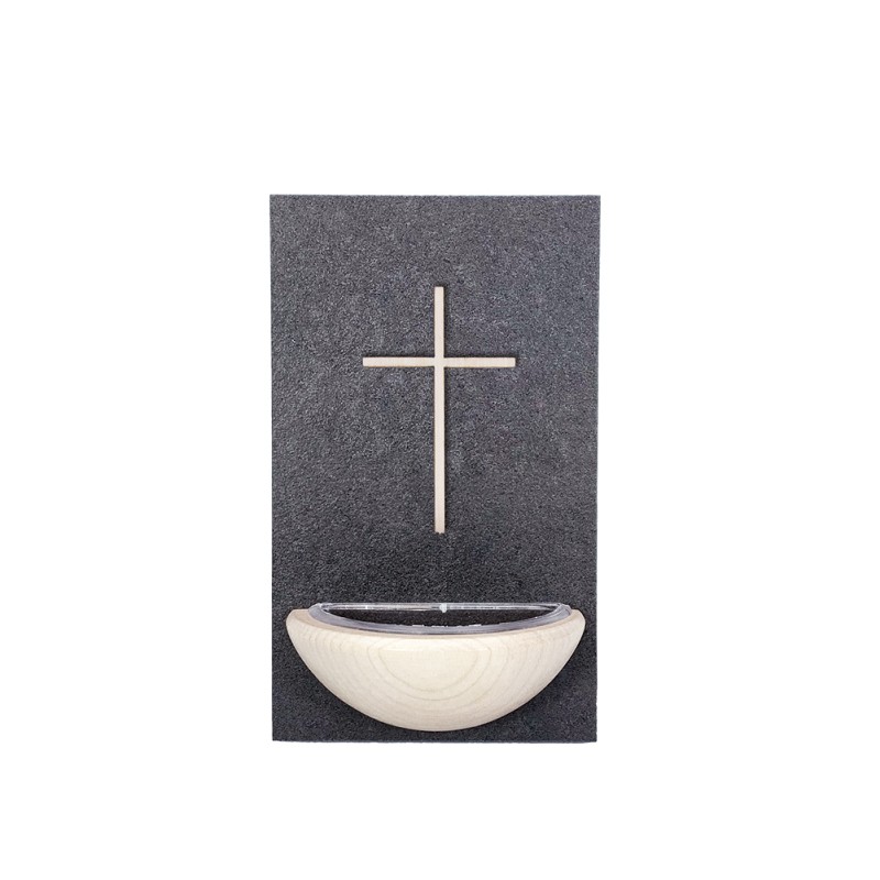 Stone Holy Water Basin “Wood Cross”