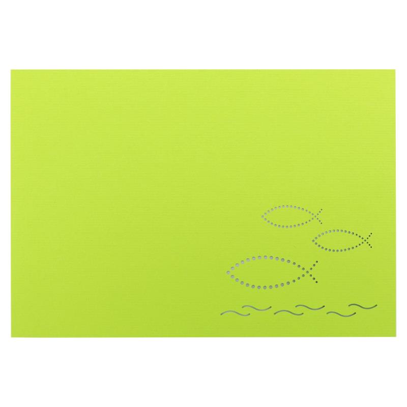 Grußkartenset Ichthys Fische grün (5er Set)