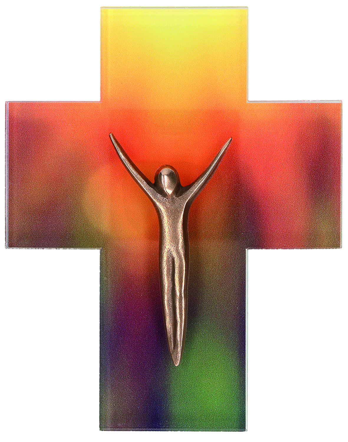 Acrylglas-Kreuz mit Korpus aus Bronze