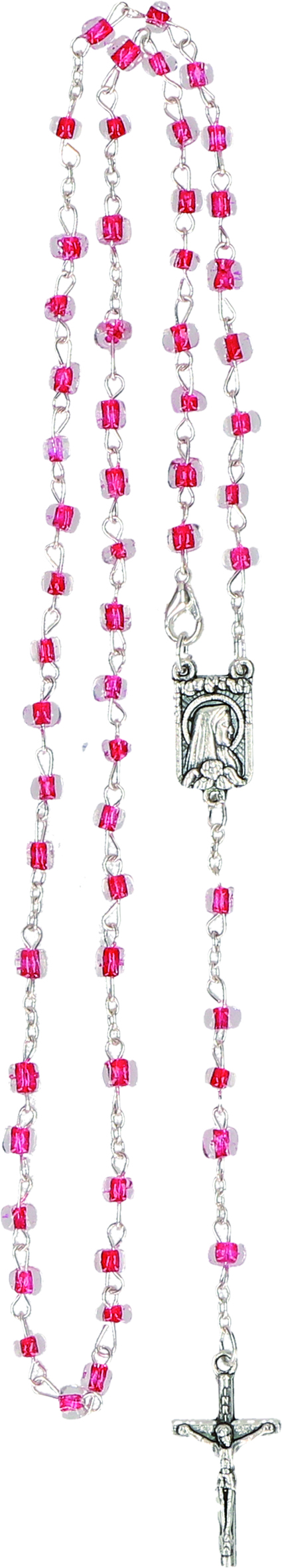 Rosary with Red Glass Pearls