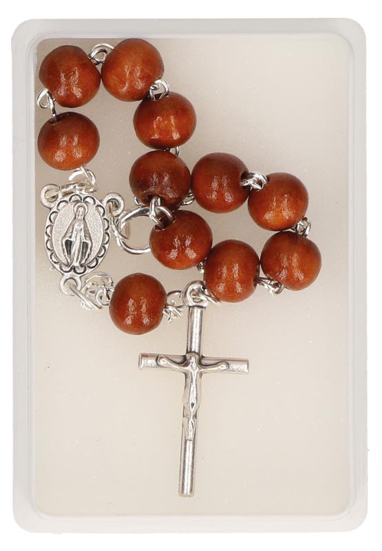 10s rosary with wooden beads brown