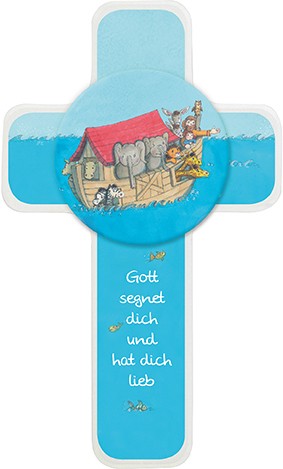Kinderholzkreuz "Arche Noah" mit Holzapplikation