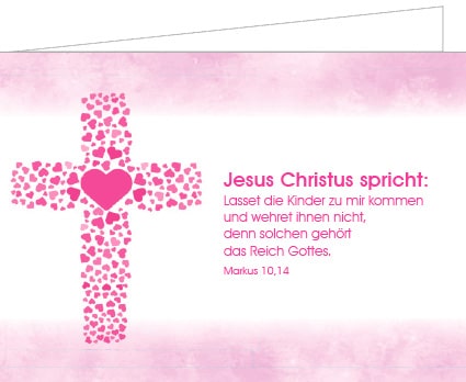 Fotogrußkarte zur Taufe rosa