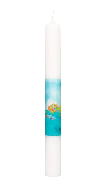 Baptism Candle with Print Motif “Rainbow Fish”