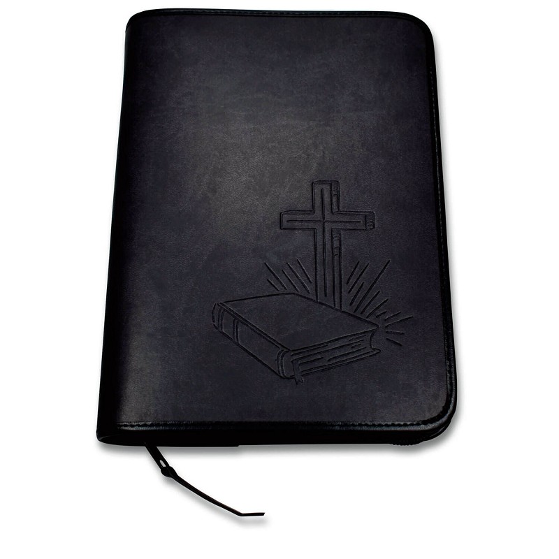Faux leather book cover with embossing in anthracite large