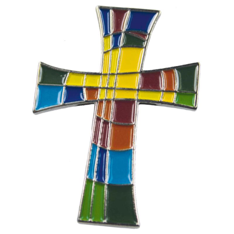 Anstecker Kreuz mit Emaille-Auflage