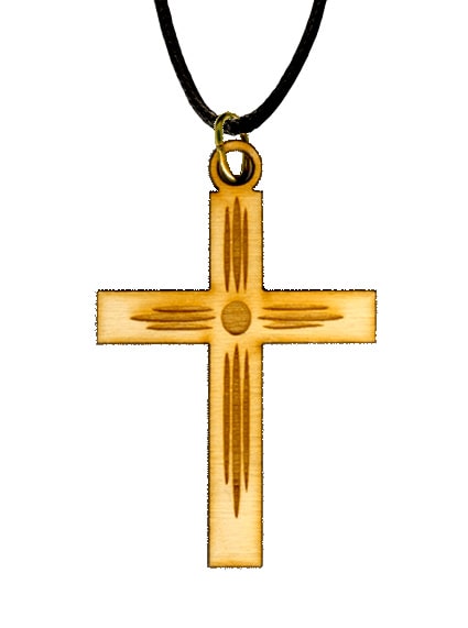 Wooden Cross Small with Black Cord
