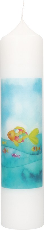 Baptism Candle with Print Motif “Rainbow Fish”