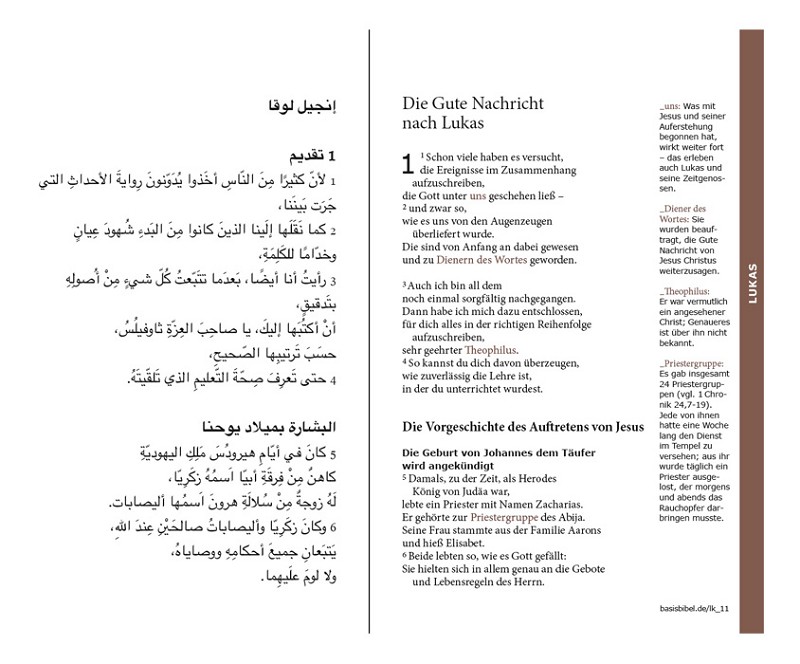 BasisBibel. Das Lukas-Evangelium Deutsch+Arabisch