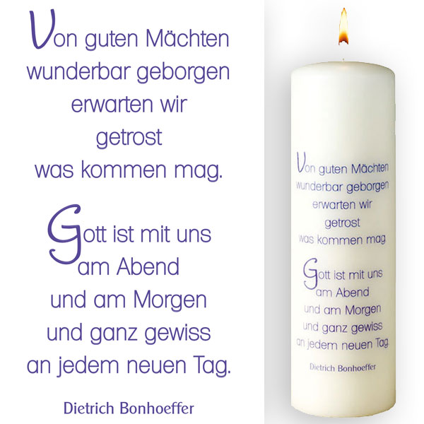 Spruchkerze Dietrich Bonhoeffer - Von guten Mächten....