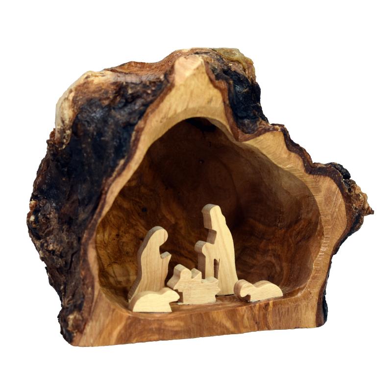 Nativity in olive wood root