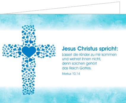Fotogrußkarte zur Taufe blau