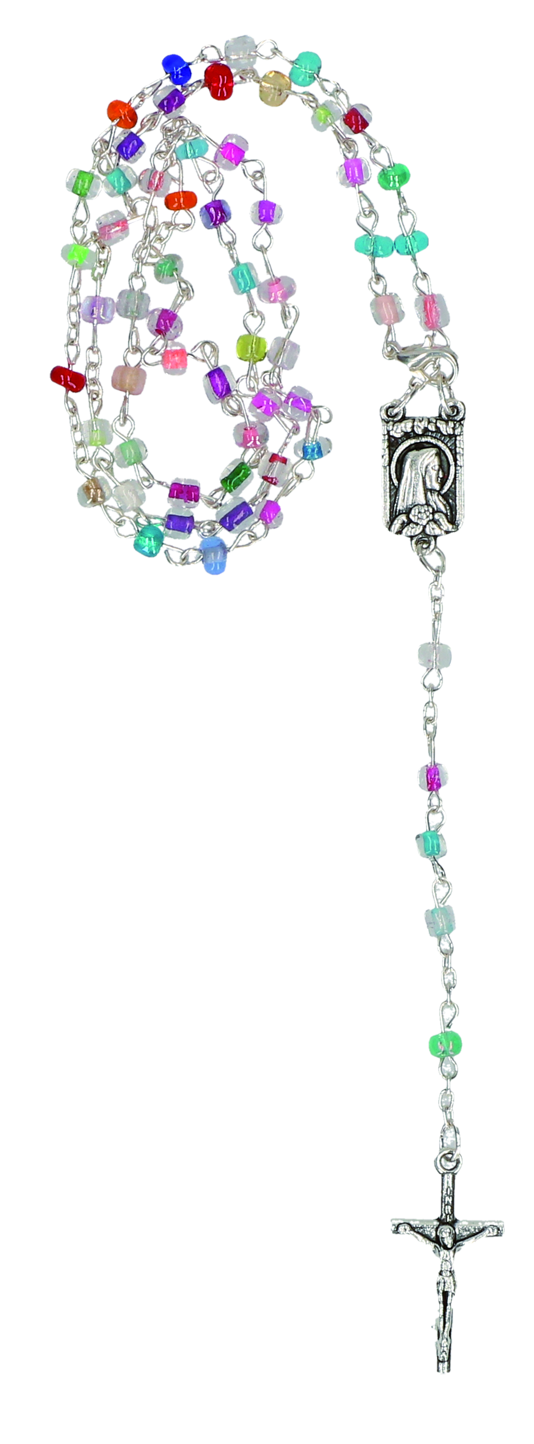 Rosary with Colourful Glass Pearls