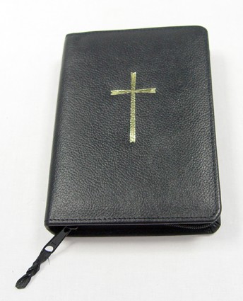 Leather case with cross embossing, black