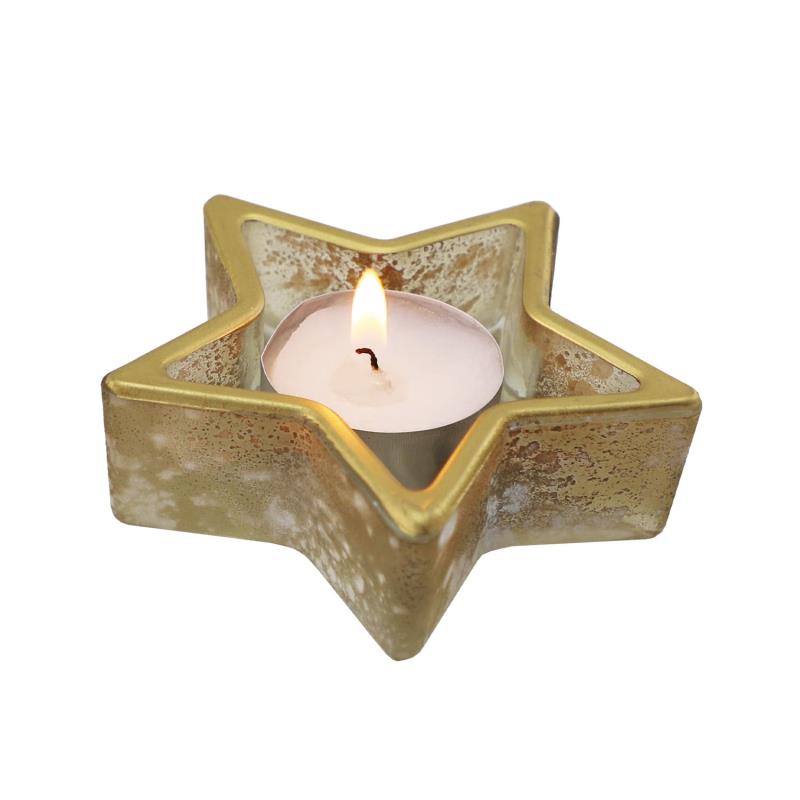 Glass tealight holder with gold rim
