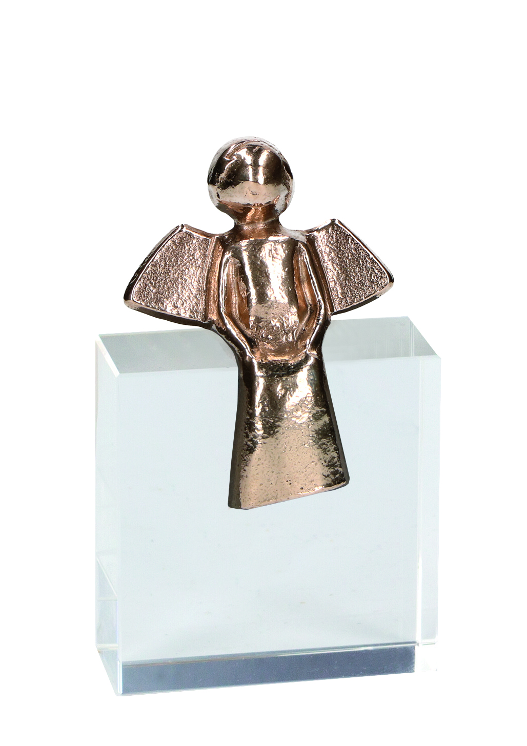Bronzefigur auf Glassockel "Engel der Gelassenheit"