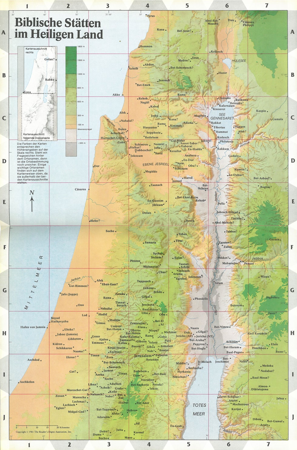 Karte der biblischen Stätten im Heiligen Land