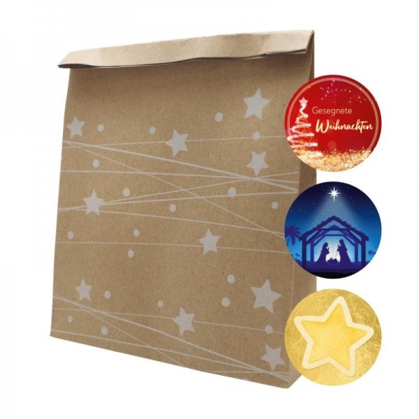 Vorschau: Geschenktüte mit weihnachtlichen Stickern (LO0508) - Detailansicht 1