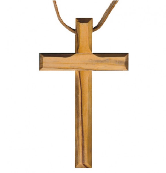 Vorschau: Olivenholzkreuz mit Lederband aus Palästina (880011) - Detailansicht 1