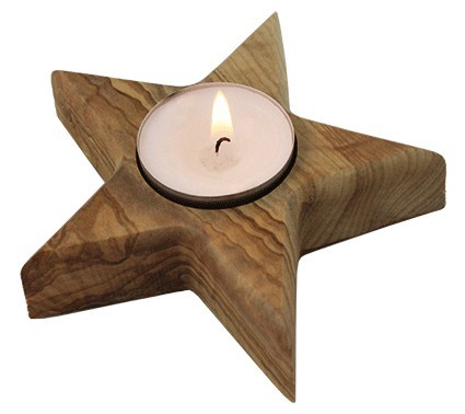 Vorschau: Olive Wood Star Light with Tea Light (999127) - Detailansicht 1